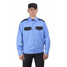 Рубашка мужская дл. рукав на резинке голубая с чёрным